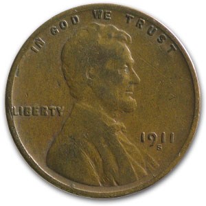 1911-S Lincoln Cent VG