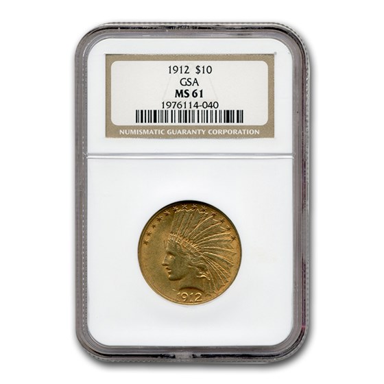 1912 $10 Indian Gold Eagle MS-61 NGC (GSA) 1912 $10 Indian Gold Eagle MS-61 NGC (GSA)