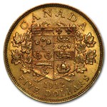 1912-1914 Canada Gold $5 XF/AU (Cleaned or Polished)