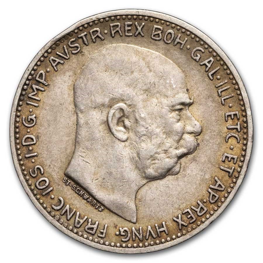 1912-1916 Austrian Empire Silver Crown Franz Joseph I Avg Circ