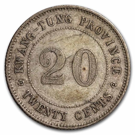 (1912-1924) China-Kwangtung Silver 20 Cents Avg Circ