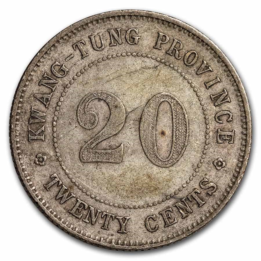 (1912-1924) China-Kwangtung Silver 20 Cents Avg Circ