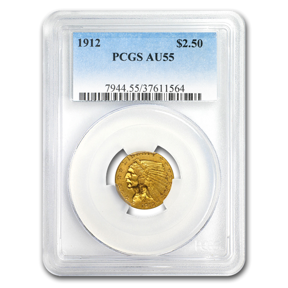 1912 $2.50 Indian Gold Quarter Eagle AU-55 PCGS 1912 $2.50 Indian Gold Quarter Eagle AU-55 PCGS