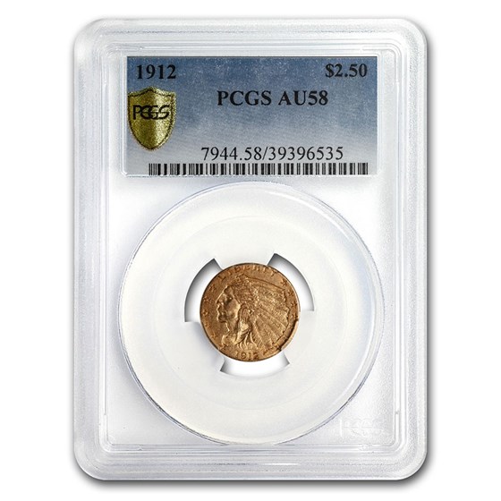 1912 $2.50 Indian Gold Quarter Eagle AU-58 PCGS 1912 $2.50 Indian Gold Quarter Eagle AU-58 PCGS