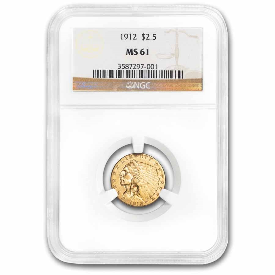 1912 $2.50 Indian Gold Quarter Eagle MS-61 NGC