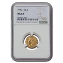 1912 $2.50 Indian Gold Quarter Eagle MS-62 NGC