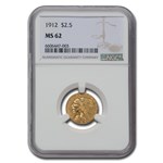 1912 $2.50 Indian Gold Quarter Eagle MS-62 NGC