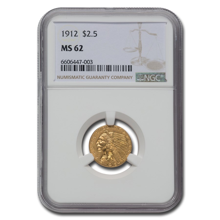1912 $2.50 Indian Gold Quarter Eagle MS-62 NGC