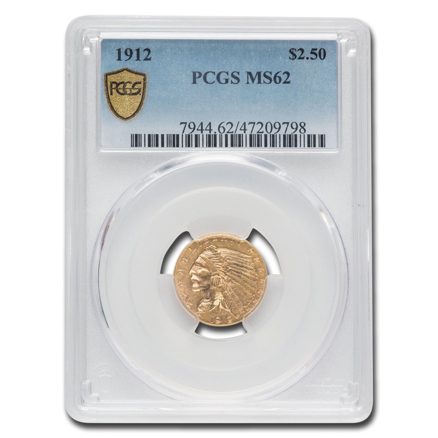 1912 $2.50 Indian Gold Quarter Eagle MS-62 PCGS