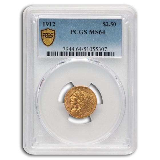 1912 $2.50 Indian Gold Quarter Eagle MS-64 PCGS 1912 $2.50 Indian Gold Quarter Eagle MS-64 PCGS