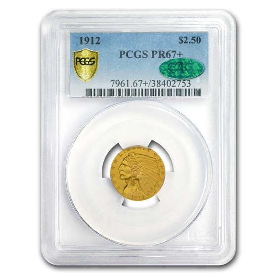1912 $2.50 Indian Gold Quarter Eagle PR-67+ PCGS CAC 1912 $2.50 Indian Gold Quarter Eagle PR-67+ PCGS CAC