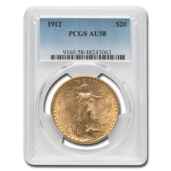 1912 $20 Saint-Gaudens Gold Double Eagle AU-58 PCGS 1912 $20 Saint-Gaudens Gold Double Eagle AU-58 PCGS