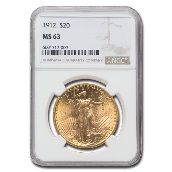 1912 $20 Saint-Gaudens Gold Double Eagle MS-63 NGC 1912 $20 Saint-Gaudens Gold Double Eagle MS-63 NGC