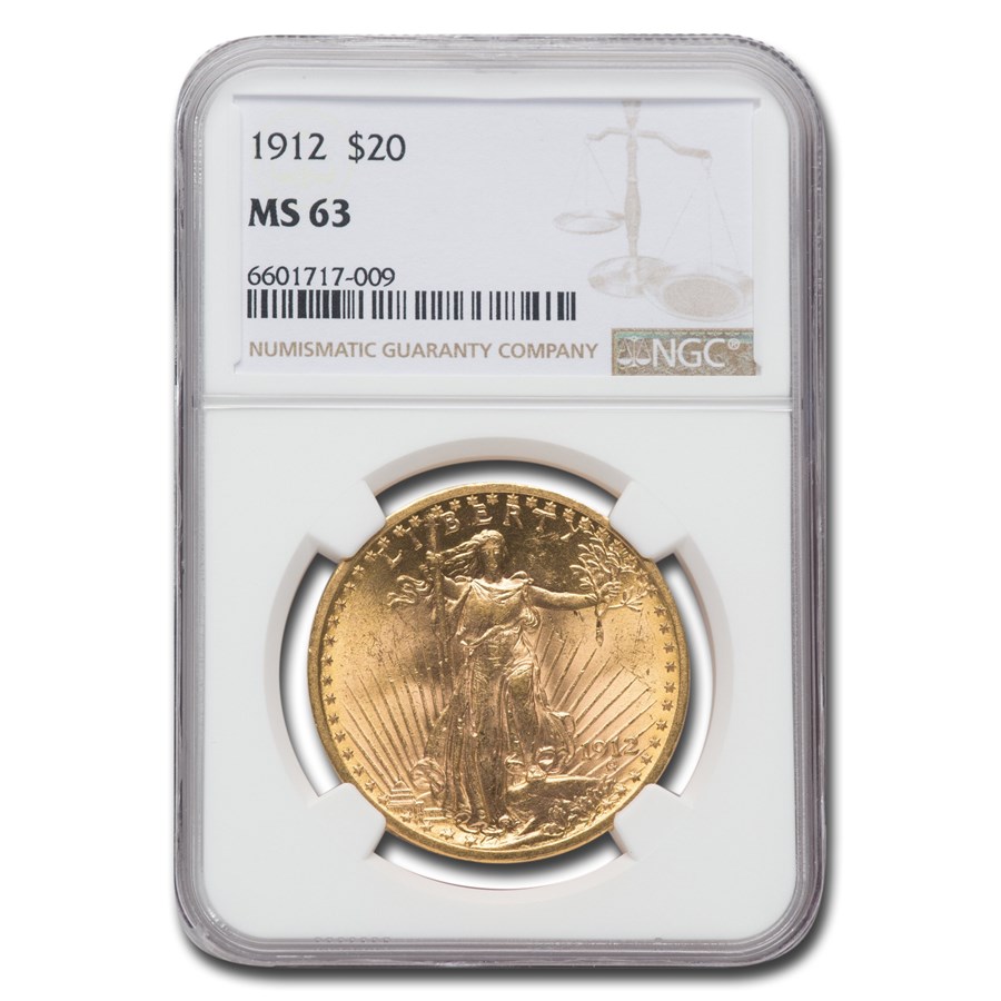1912 $20 Saint-Gaudens Gold Double Eagle MS-63 NGC
