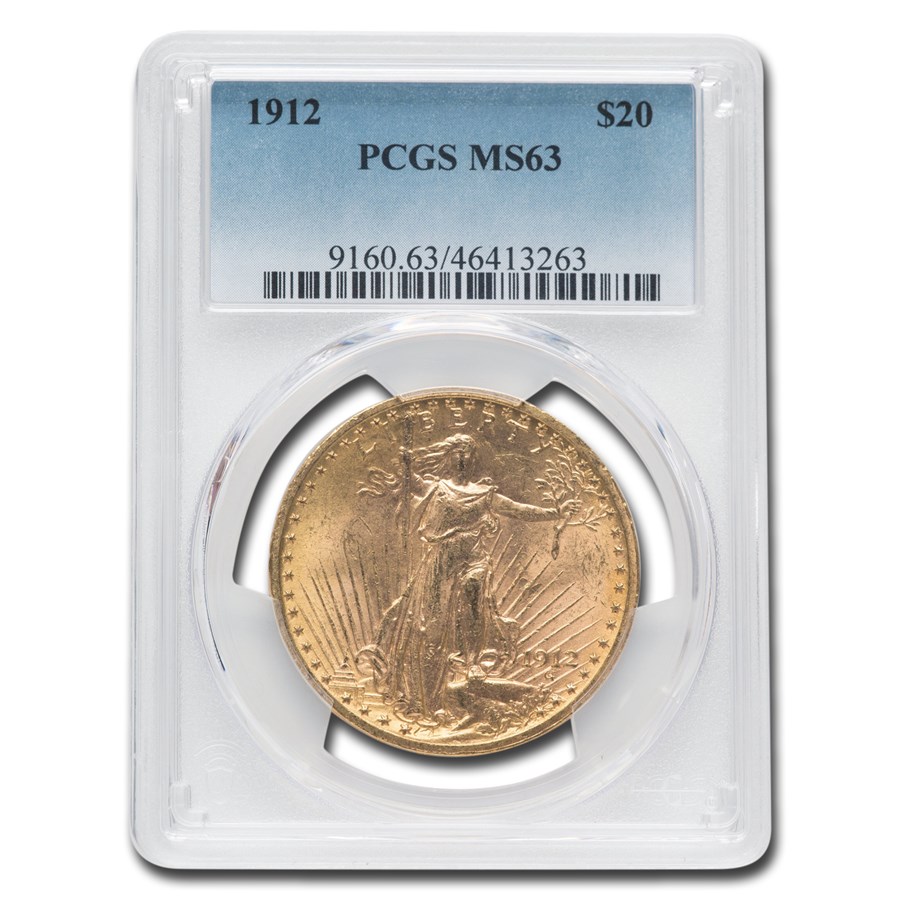 1912 $20 Saint-Gaudens Gold Double Eagle MS-63 PCGS