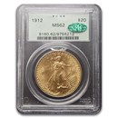 1912 $20 St Gaudens Gold Double Eagle MS-62 PCGS CAC