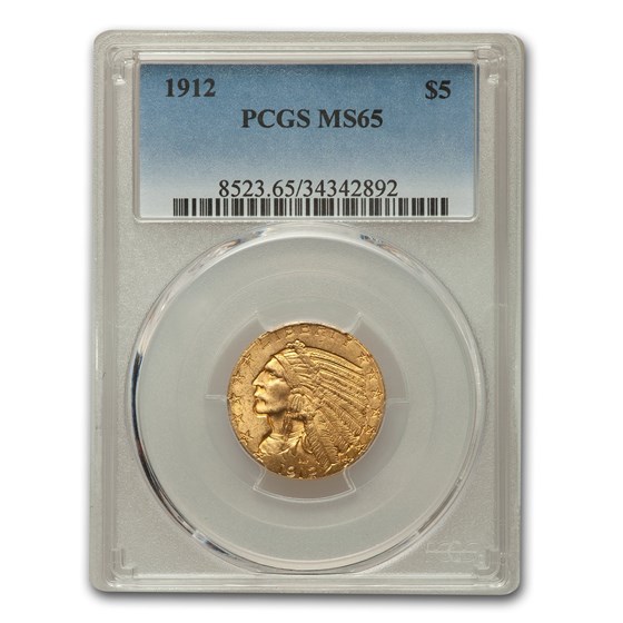 1912 $5 Indian Gold Eagle MS-65 PCGS 1912 $5 Indian Gold Eagle MS-65 PCGS