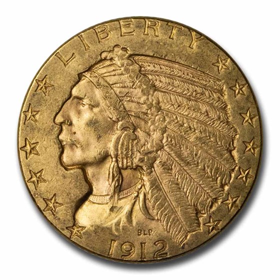1912 $5 Indian Gold Half Eagle AU 1912 $5 Indian Gold Half Eagle AU