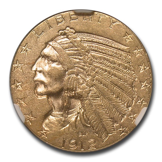 1912 $5 Indian Gold Half Eagle MS-60 NGC 1912 $5 Indian Gold Half Eagle MS-60 NGC