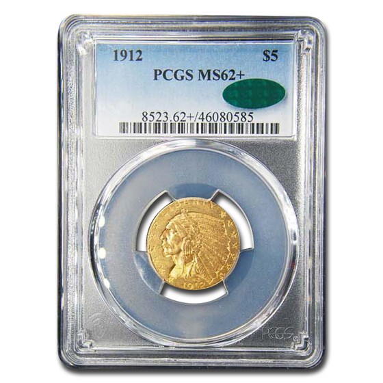 1912 $5 Indian Gold Half Eagle MS-62+ PCGS CAC