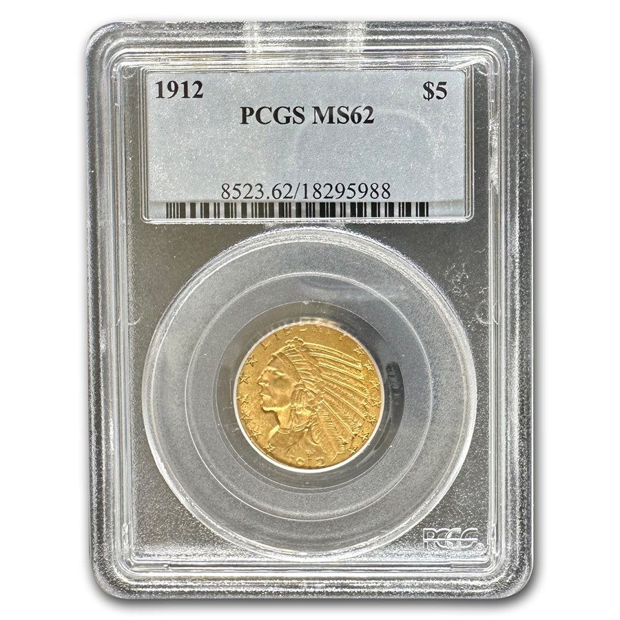 1912 $5 Indian Gold Half Eagle MS-62 PCGS