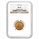 1912 $5 Indian Gold Half Eagle MS-63 NGC