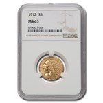 1912 $5 Indian Gold Half Eagle MS-63 NGC