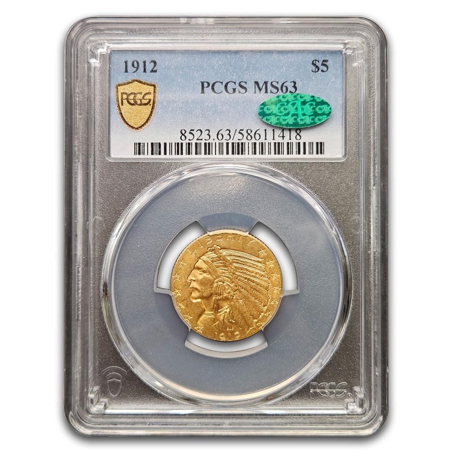 1912 $5 Indian Gold Half Eagle MS-63 PCGS CAC