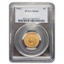 1912 $5 Indian Gold Half Eagle MS-63 PCGS