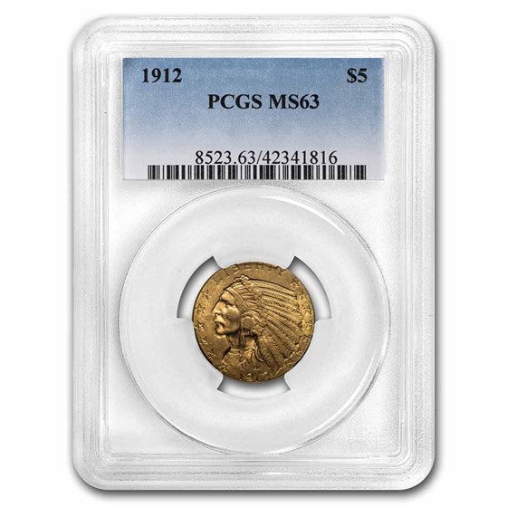 1912 $5 Indian Gold Half Eagle MS-63 PCGS