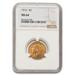 1912 $5 Indian Gold Half Eagle MS-64 NGC