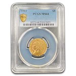 1912 $5 Indian Gold Half Eagle MS-64 PCGS
