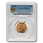 1912 $5 Indian Gold Half Eagle MS-64 PCGS
