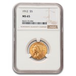 1912 $5 Indian Gold Half Eagle MS-65 NGC