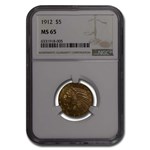 1912 $5 Indian Gold Half Eagle MS-65 NGC