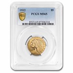 1912 $5 Indian Gold Half Eagle MS-65 PCGS