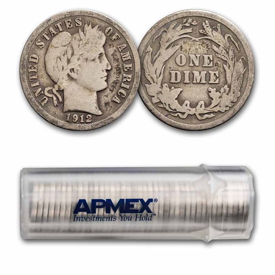 1912 Barber Dime 50-Coin Roll Avg Circ