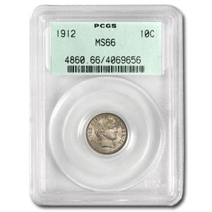 1912 Barber Dime MS-66 PCGS (Old Green Label) 1912 Barber Dime MS-66 PCGS (Old Green Label)