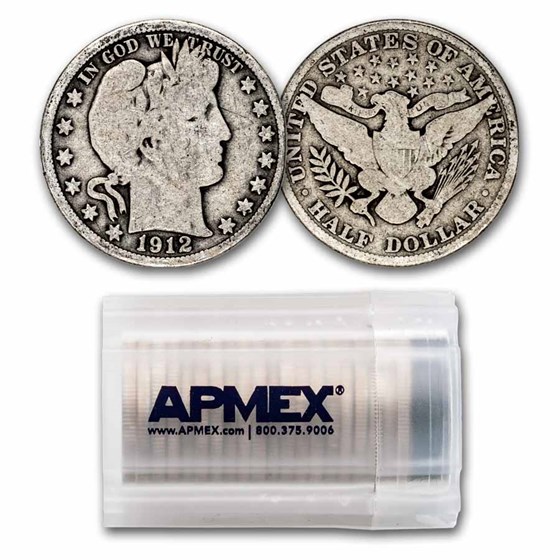 1912 Barber Half Dollar 20-Coin Roll Avg Circ 1912 Barber Half Dollar 20-Coin Roll Avg Circ