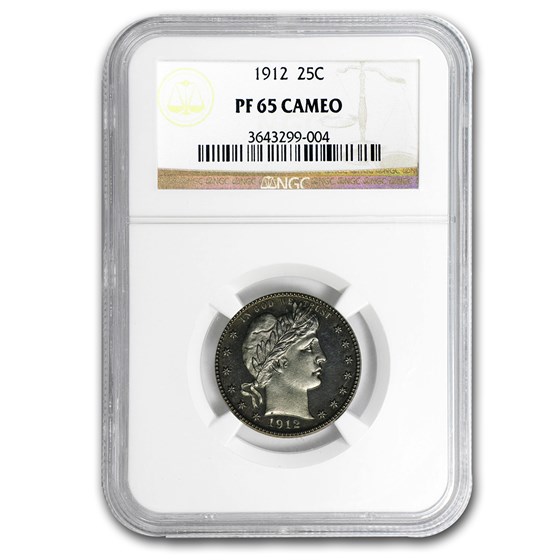 1912 Barber Quarter PF-65 Cameo NGC 1912 Barber Quarter PF-65 Cameo NGC