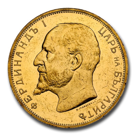 1912 Bulgaria Gold 100 Leva Ferdinand I MS-61 NGC (PL) 1912 Bulgaria Gold 100 Leva Ferdinand I MS-61 NGC (PL)