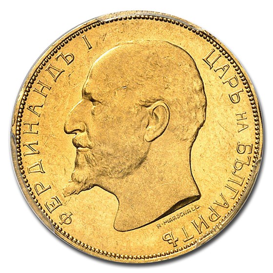 1912 Bulgaria Gold 20 Leva Ferdinand I MS-62 PCGS (Restrike) 1912 Bulgaria Gold 20 Leva Ferdinand I MS-62 PCGS (Restrike)