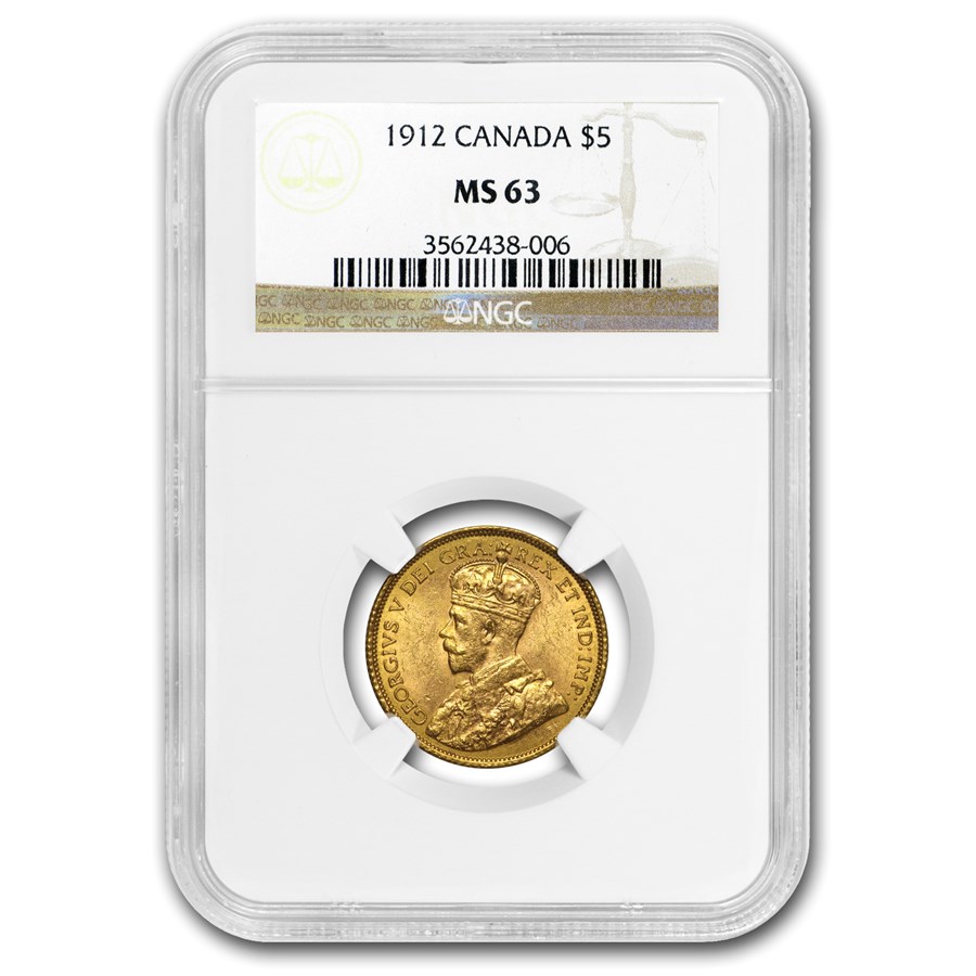 1912 Canada Gold $5 MS-63 NGC