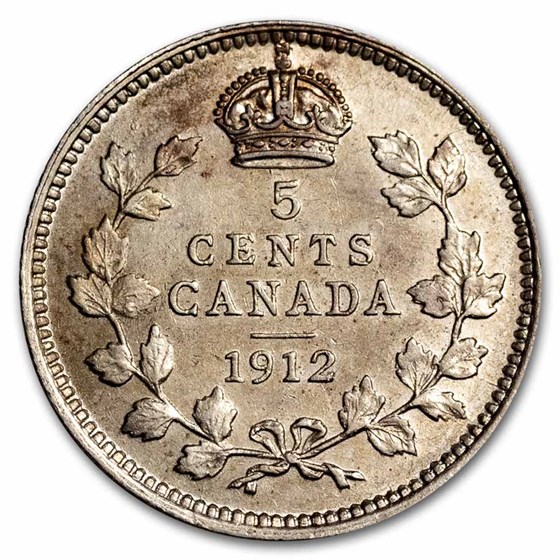 1912 Canada Silver 5 Cents George V AU 1912 Canada Silver 5 Cents George V AU