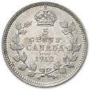 1912 Canada Silver 5 Cents George V BU