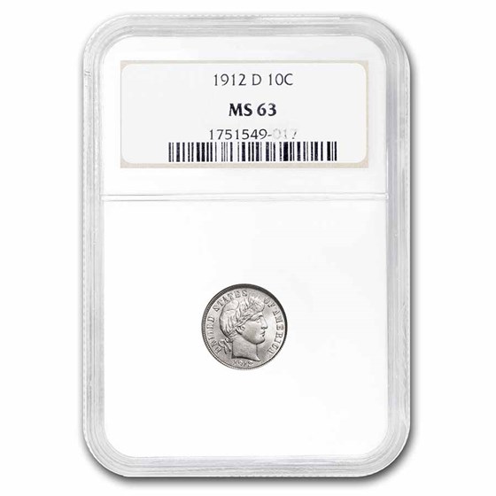 1912-D Barber Dime MS-63 NGC 1912-D Barber Dime MS-63 NGC