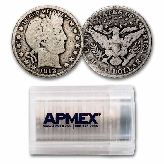 1912-D Barber Half Dollar 20-Coin Roll Avg Circ 1912-D Barber Half Dollar 20-Coin Roll Avg Circ