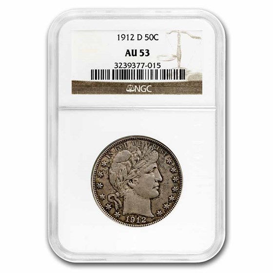 1912-D Barber Half Dollar AU-53 NGC 1912-D Barber Half Dollar AU-53 NGC