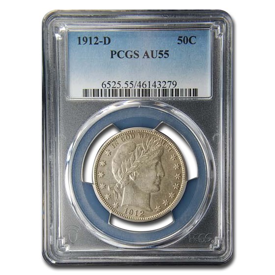 1912-D Barber Half Dollar AU-55 PCGS 1912-D Barber Half Dollar AU-55 PCGS