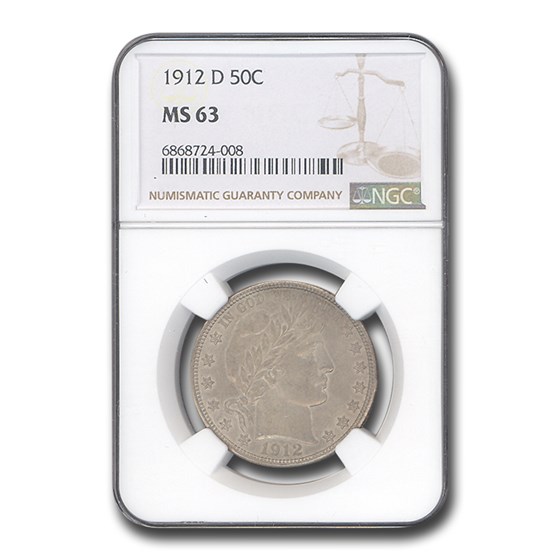 1912-D Barber Half Dollar MS-63 NGC 1912-D Barber Half Dollar MS-63 NGC